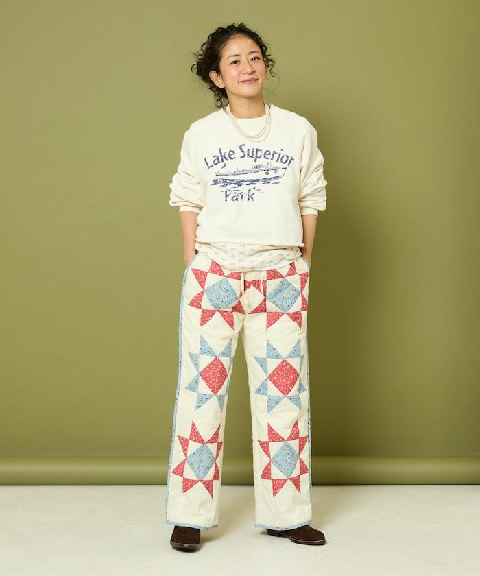 印度星星圖案絎縫長褲