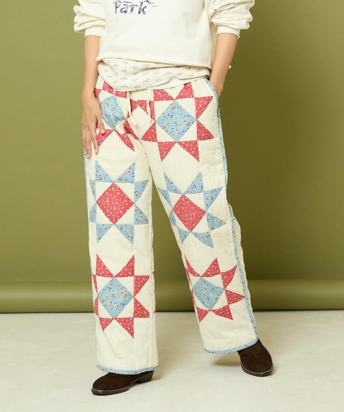 印度星星圖案絎縫長褲