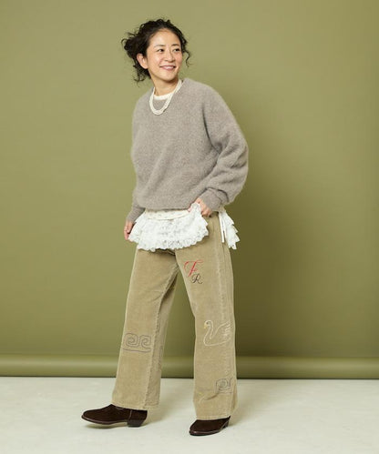 鏈式縫線燈芯絨長褲