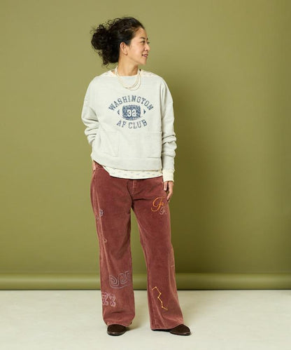 鏈式縫線燈芯絨長褲