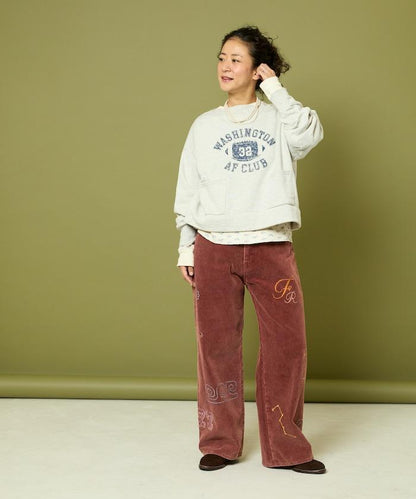 鏈式縫線燈芯絨長褲