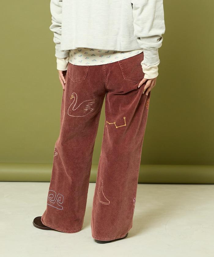 鏈式縫線燈芯絨長褲