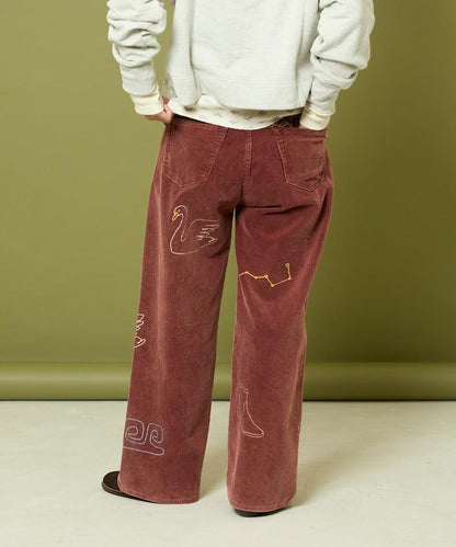 鏈式縫線燈芯絨長褲