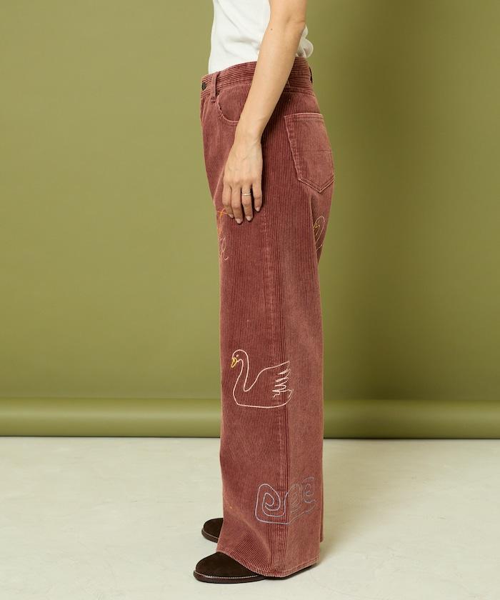 鏈式縫線燈芯絨長褲