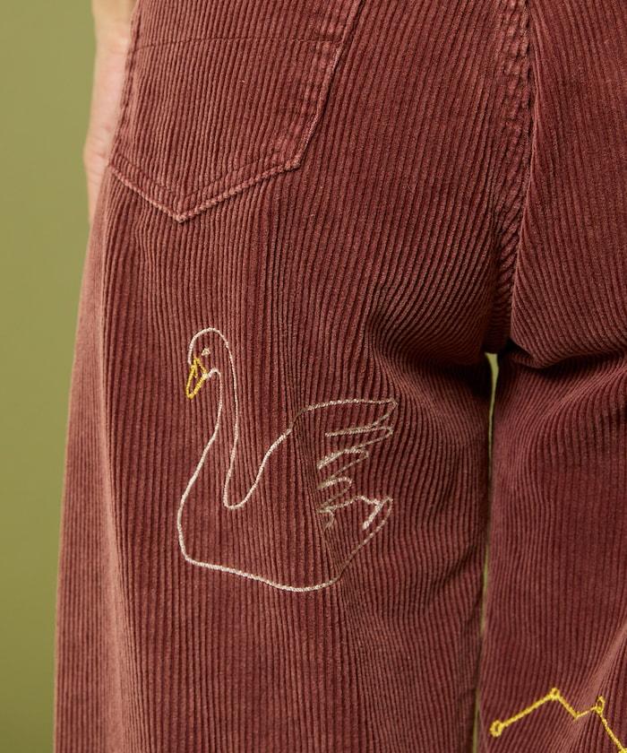 鏈式縫線燈芯絨長褲