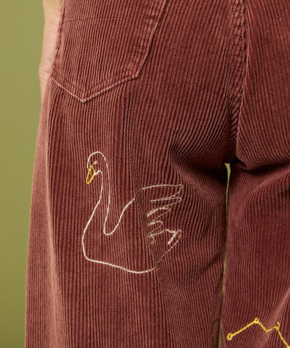 鏈式縫線燈芯絨長褲