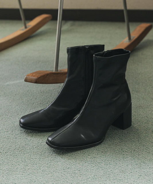 方頭中縫彈力靴