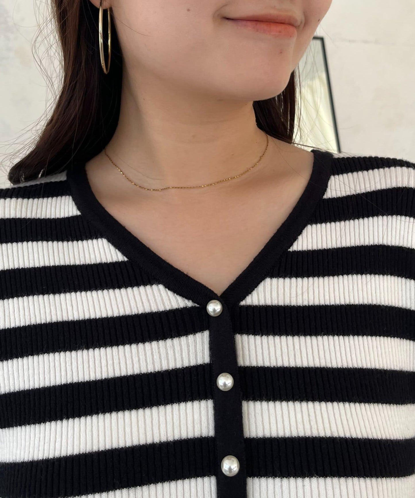 【前後兩穿】珍珠紐扣拼接喇叭連衣裙