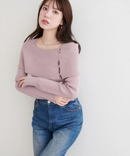 一字肩設計針織衫