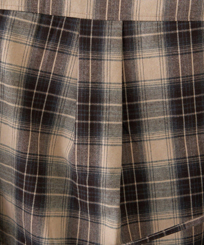 收腰格紋寬鬆襯衫