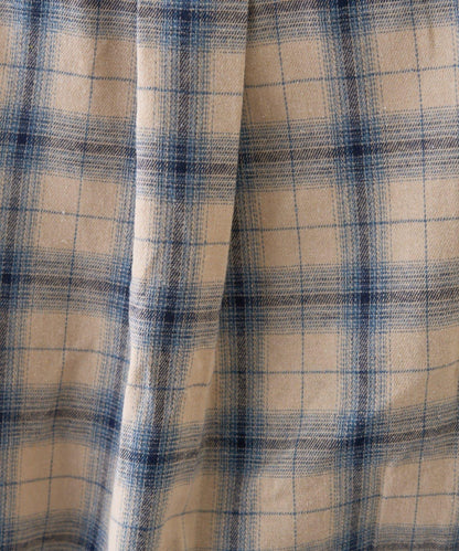 收腰格紋寬鬆襯衫