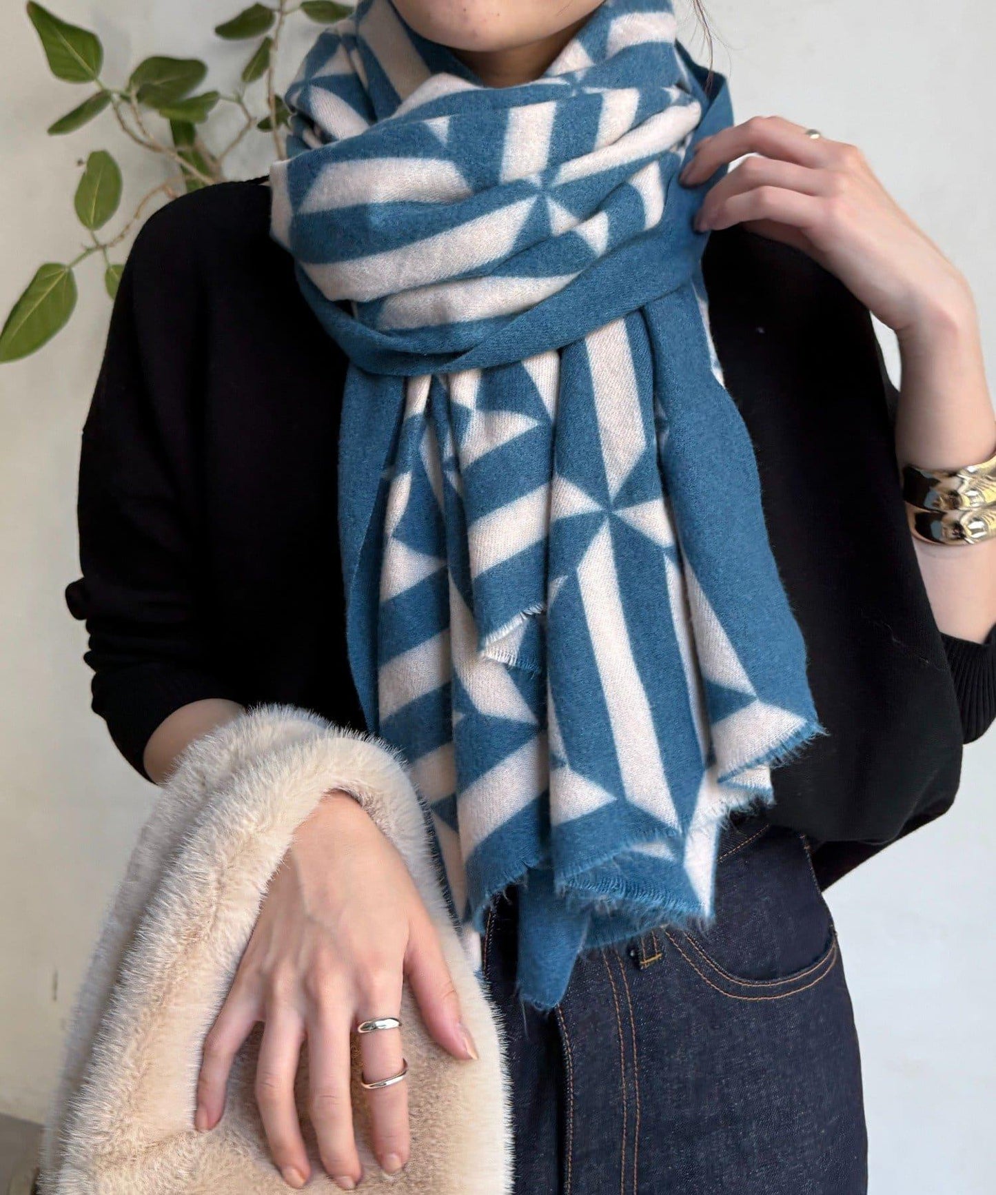 幾何圖案印花圍巾