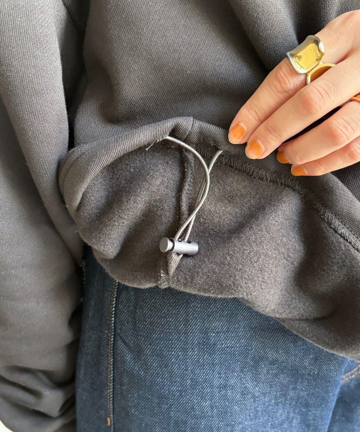 加絨抽繩半拉鍊套頭衫