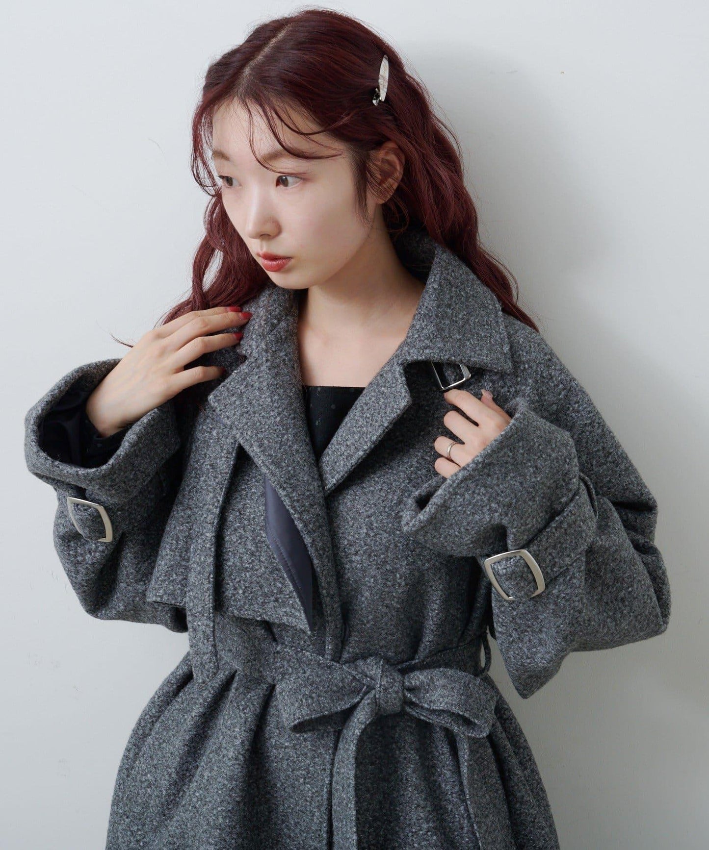 高領喇叭袖大衣