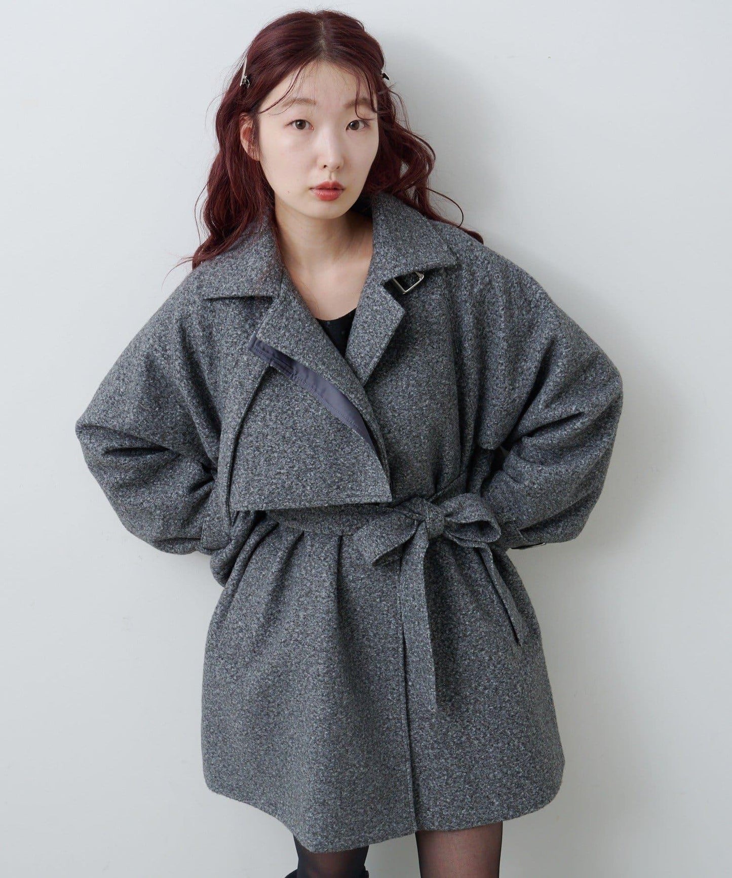 高領喇叭袖大衣