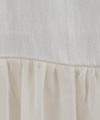 拼接蕾絲下襬緞面吊帶連衣裙