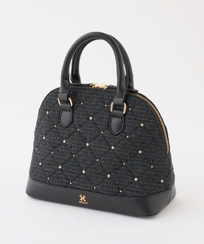 【HolidayCollection】寶石裝飾鉚釘手提包