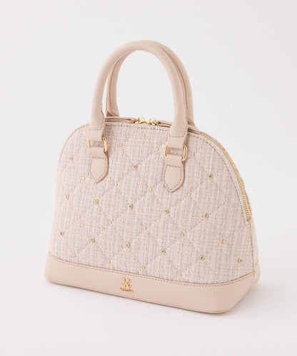 【HolidayCollection】寶石裝飾鉚釘手提包