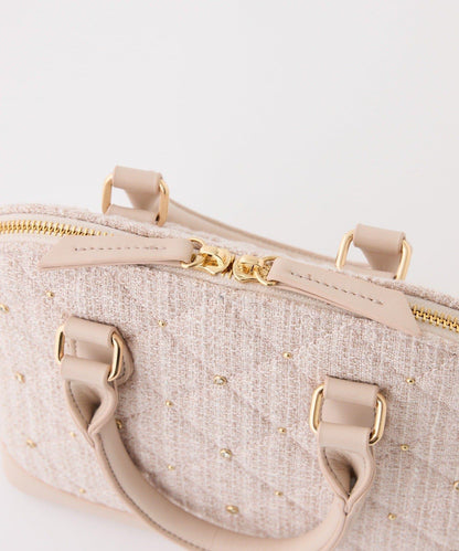 【HolidayCollection】寶石裝飾鉚釘手提包