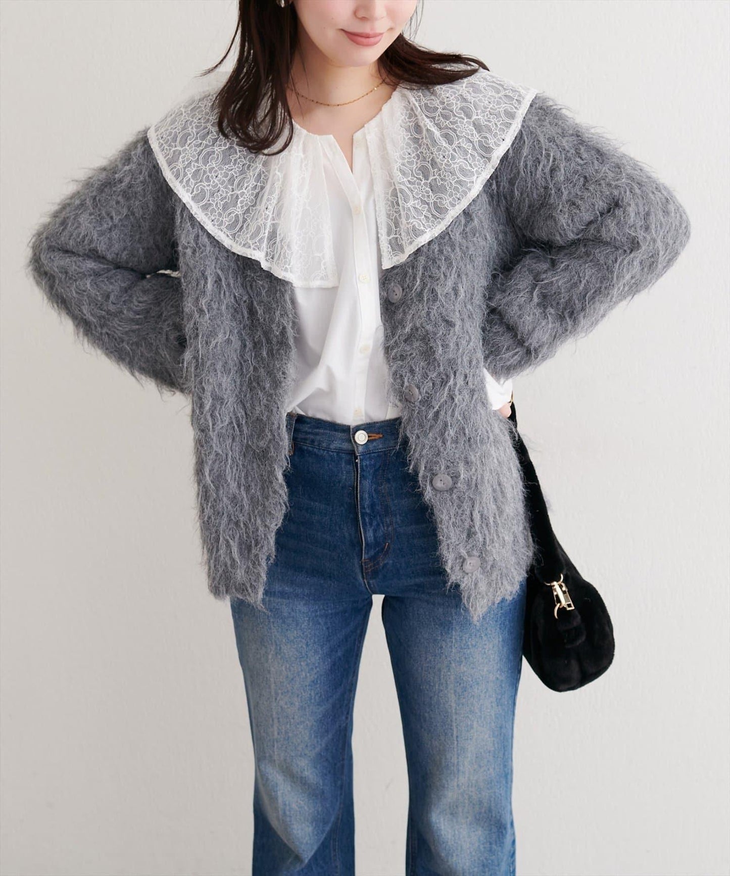 蕾絲斗篷領襯衫