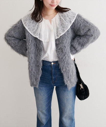 蕾絲斗篷領襯衫