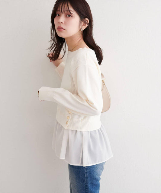 可拆卸下襬荷葉邊針織衫
