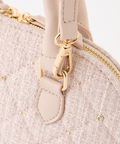 【HolidayCollection】寶石裝飾鉚釘手提包