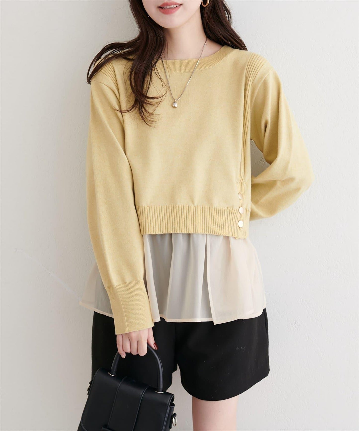 可拆卸下襬荷葉邊針織衫