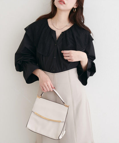 蕾絲斗篷領襯衫