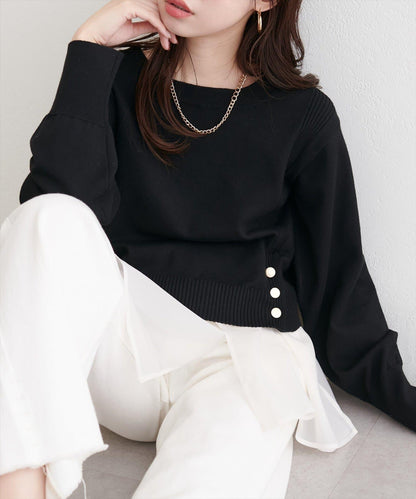 可拆卸下襬荷葉邊針織衫