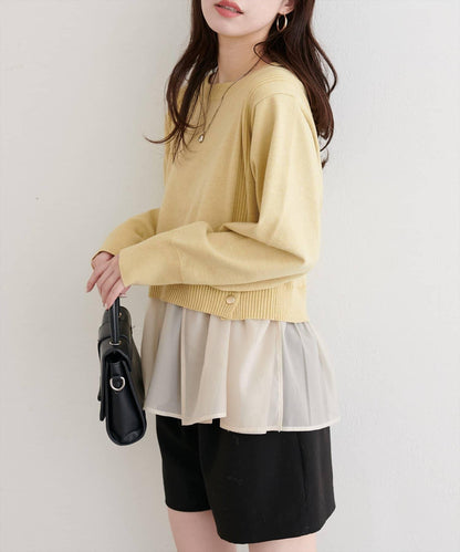 可拆卸下襬荷葉邊針織衫