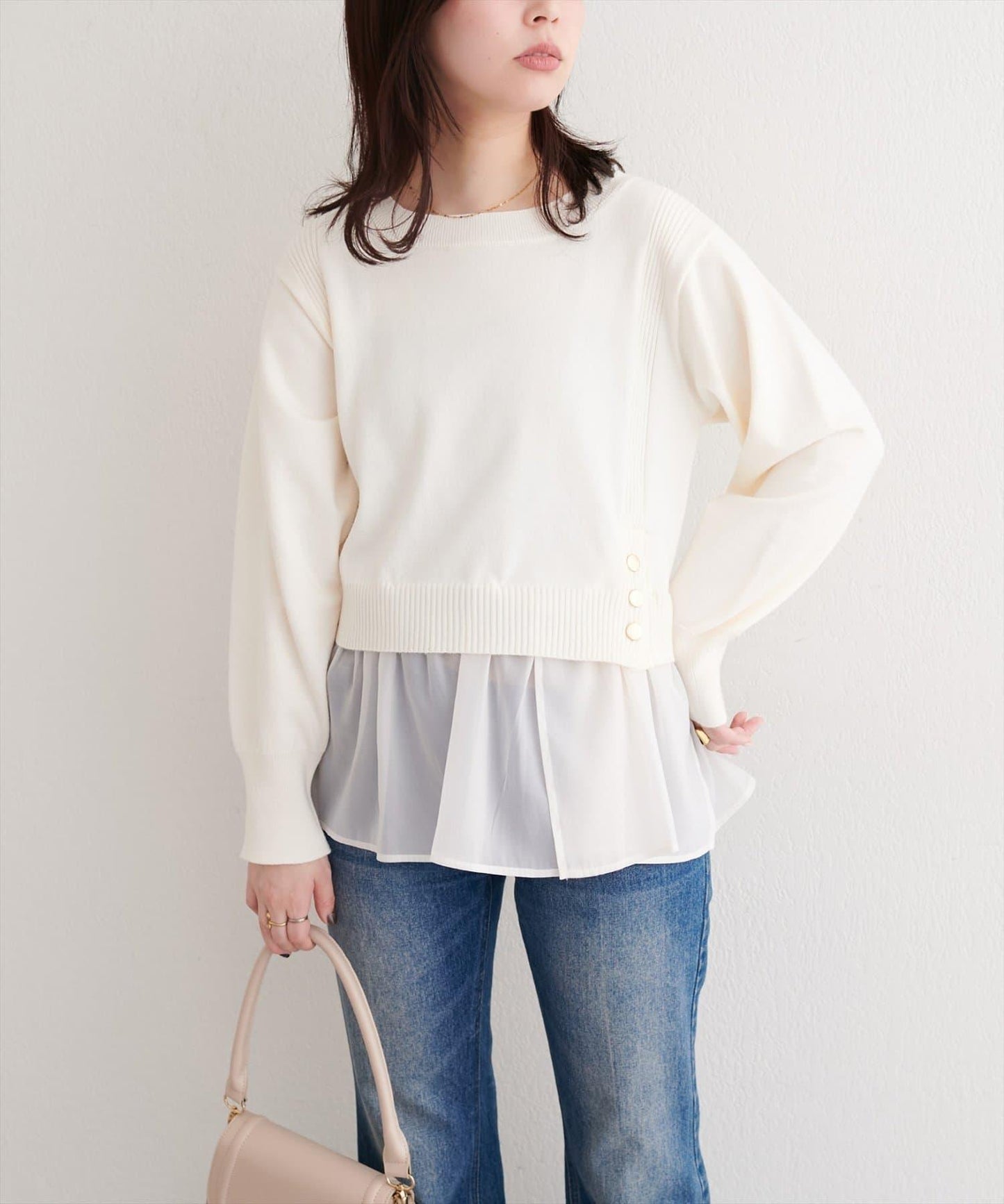 可拆卸下襬荷葉邊針織衫