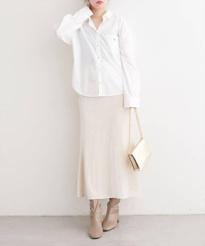 帶口袋刺繡寬鬆襯衫