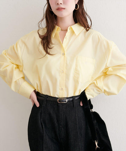 帶口袋刺繡寬鬆襯衫