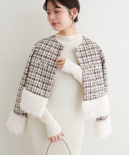 長毛絨花呢夾克