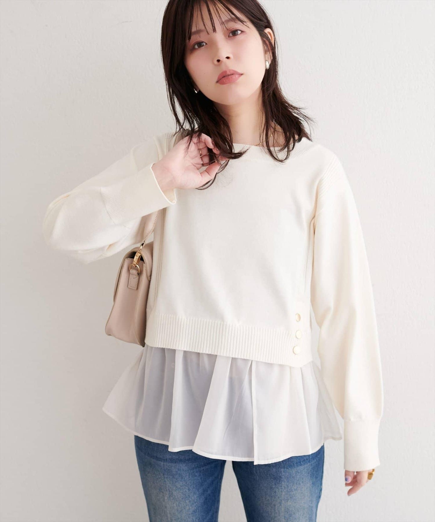 可拆卸下襬荷葉邊針織衫