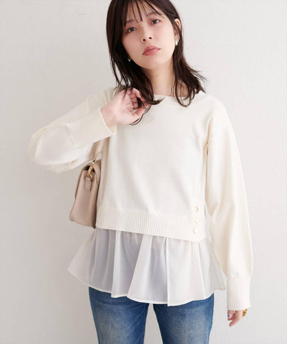 可拆卸下襬荷葉邊針織衫