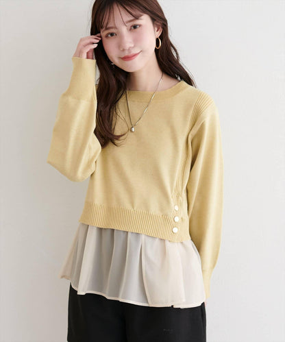 可拆卸下襬荷葉邊針織衫