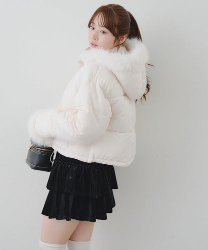 帶仿皮草拉鍊環保羽絨服