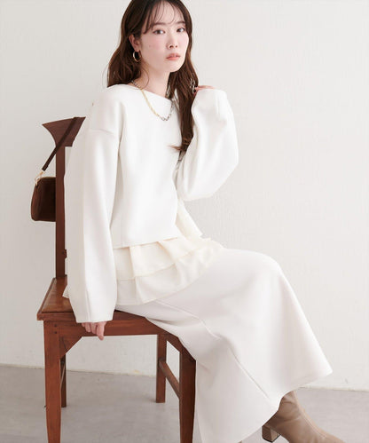 短款連帽衛衣+荷葉邊吊帶套裝