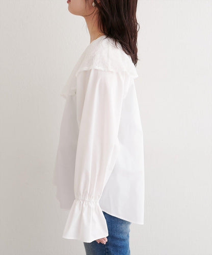 蕾絲斗篷領襯衫