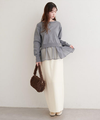 可拆卸下襬荷葉邊針織衫