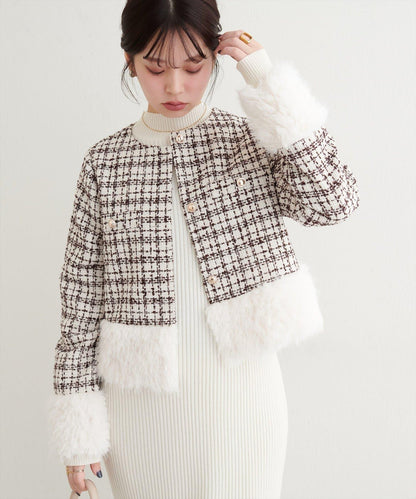 長毛絨花呢夾克