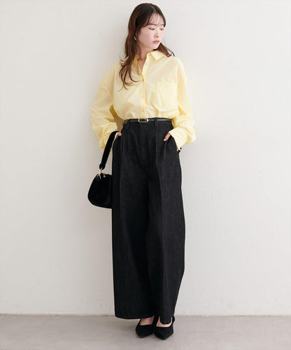 帶口袋刺繡寬鬆襯衫