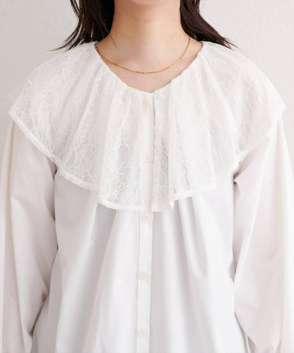蕾絲斗篷領襯衫