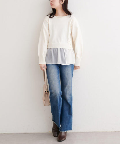 可拆卸下襬荷葉邊針織衫