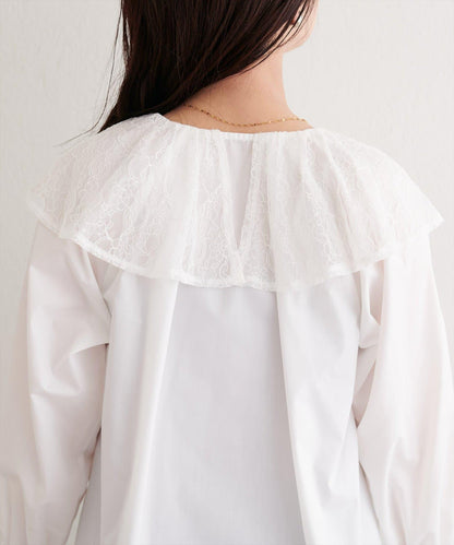 蕾絲斗篷領襯衫