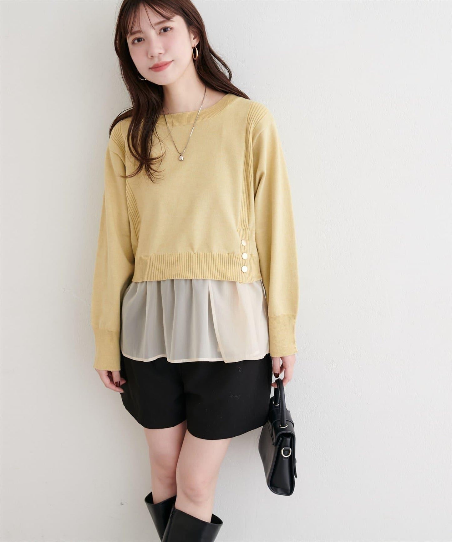 可拆卸下襬荷葉邊針織衫