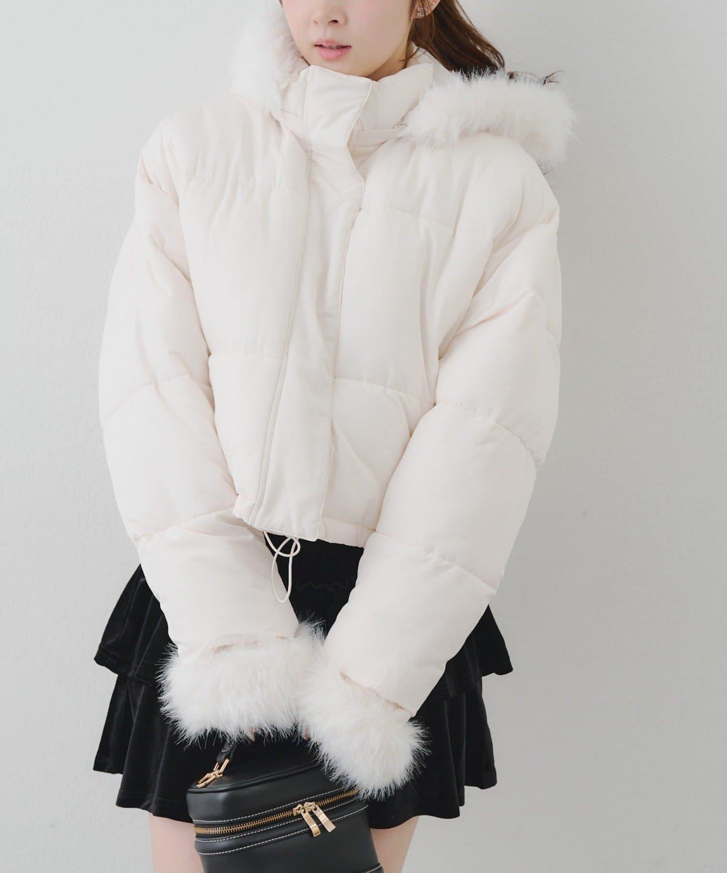 帶仿皮草拉鍊環保羽絨服