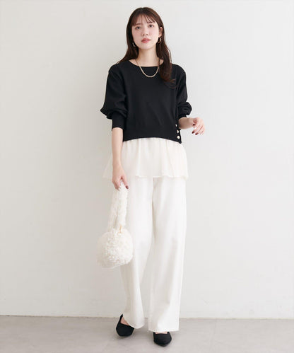 可拆卸下襬荷葉邊針織衫